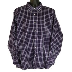 IZOD Stretch Purple Plaid Button Down Shirt Regular Fit Long Sleeve Mens 2XL‎
